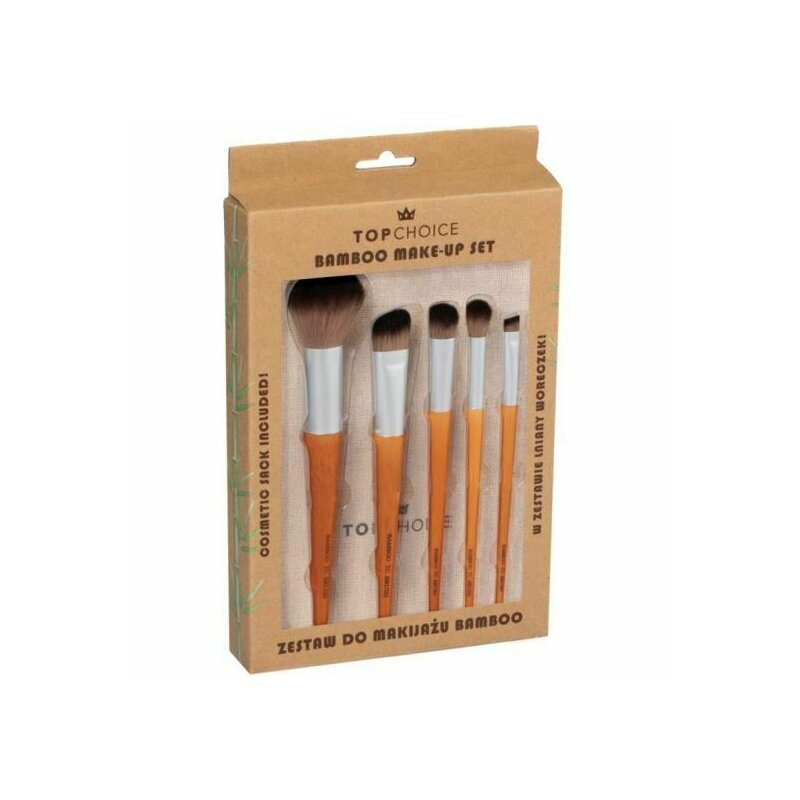 Set 5 pensule machiaj cu maner din bambus top choice 37474