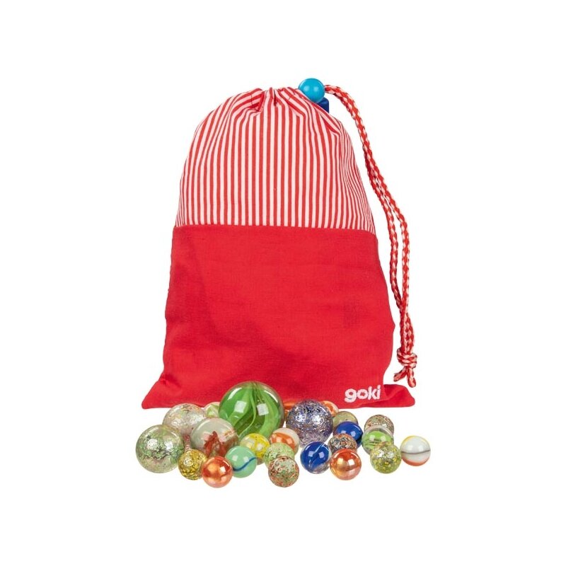 Goki - set bile din sticla 50 bucati , diverse dimensiuni, multicolor