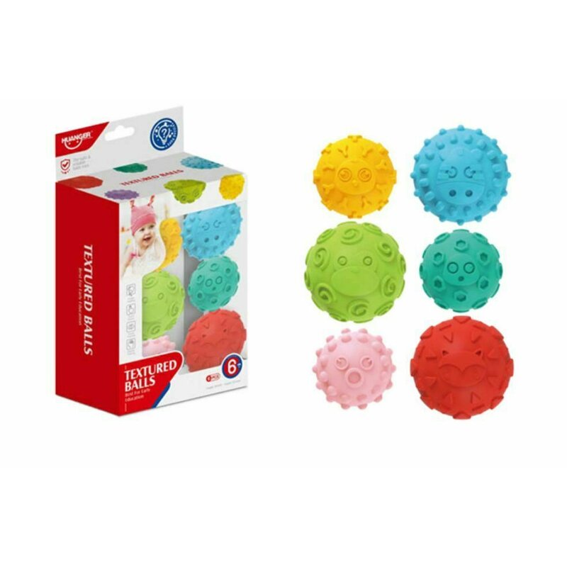 Huanger - Set Mingi soft , 6 bucati, Cu texturi si culori diferite, Multicolor