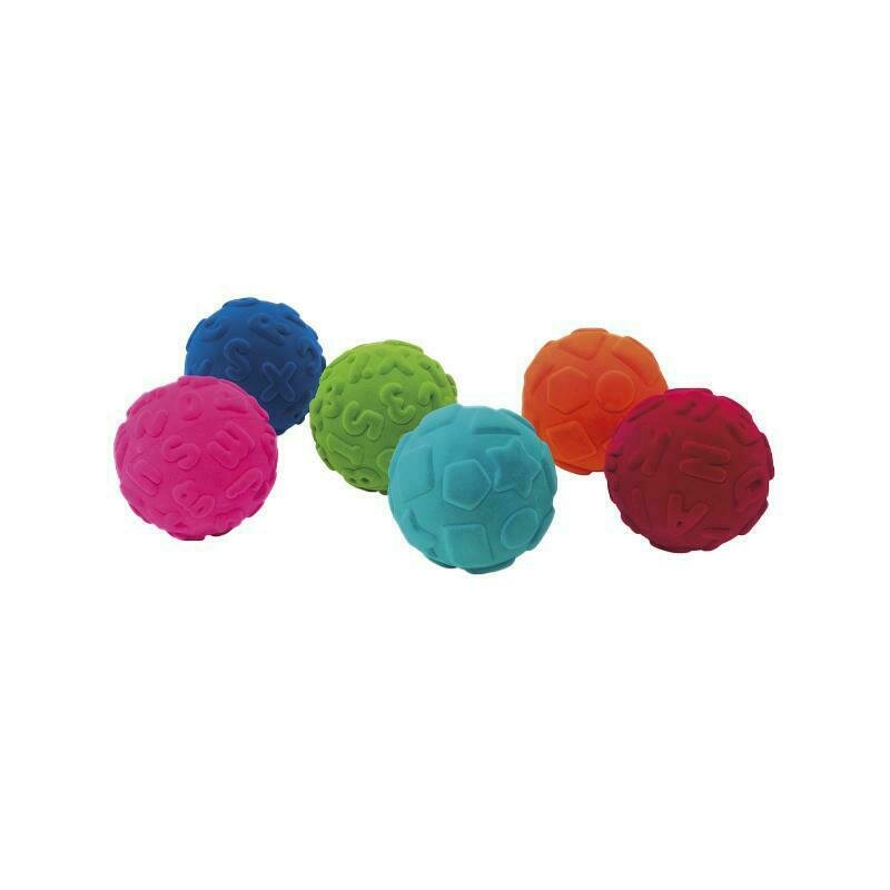 Rubbabu - Set 6 mingiute colorate educative din cauciuc natural,