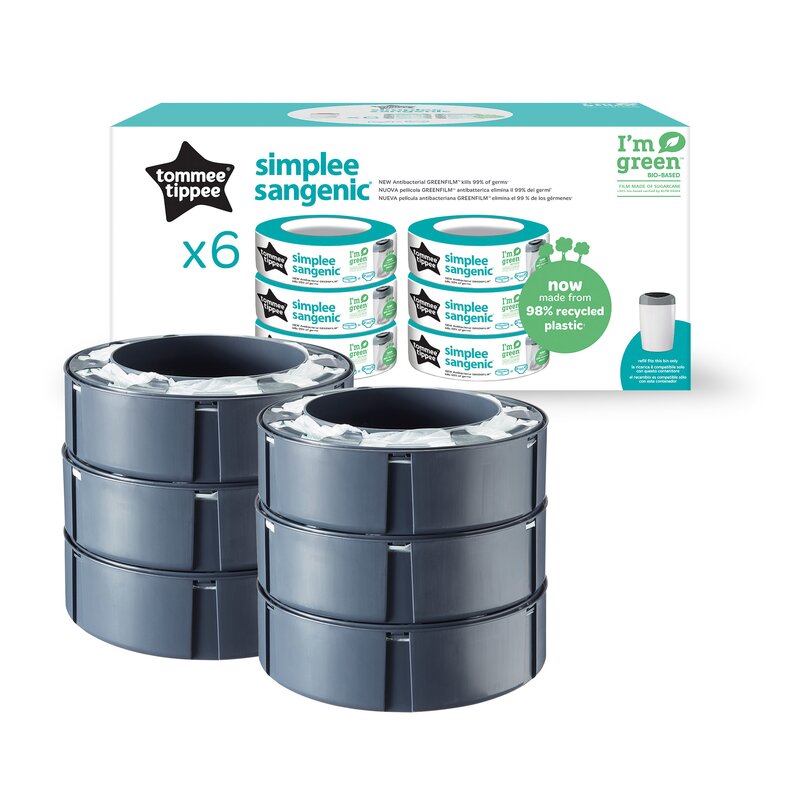 Tommee Tippee - Set 6 rezerve pentru cos scutece Simplee, Reciclabile