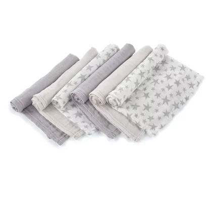 Set 6 scutece, Jane, Din muselina de bambus, Hipoalergenice, 35 x 35 cm, Star