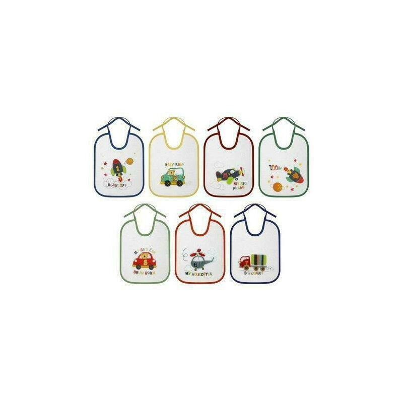 Lorelli - set bavete zilele saptamanii, 7 buc, inchidere cu snur, din bumbac, 24x20 cm, albastru/verde