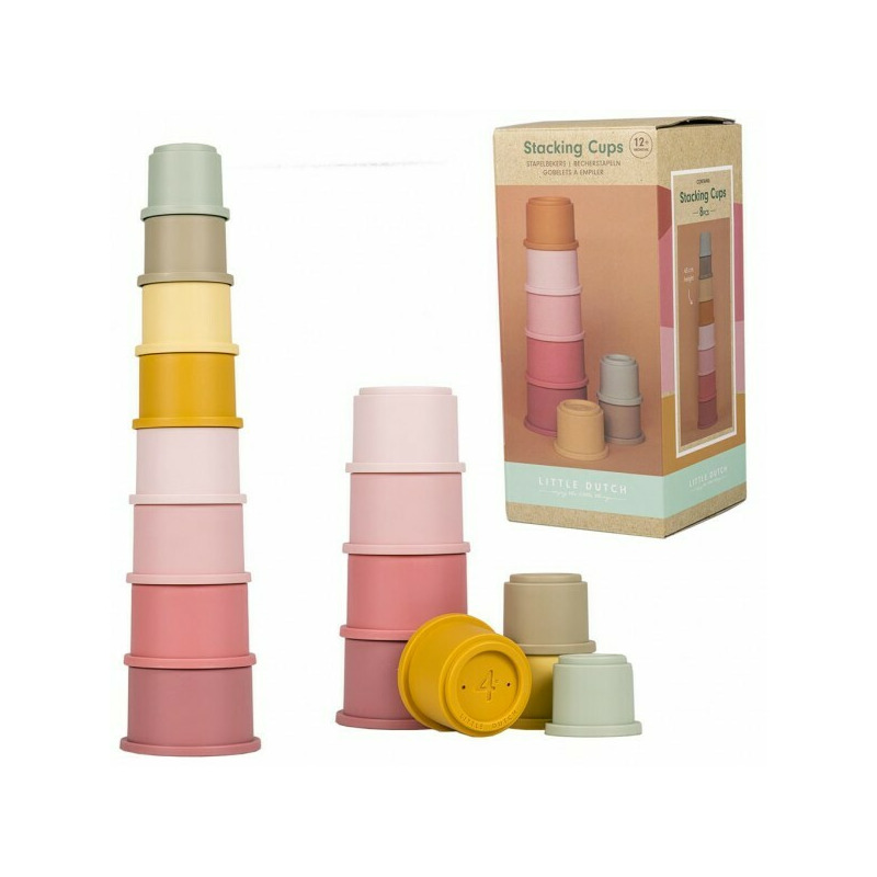 Set 8 cupe de baie stivuibile little dutch roz