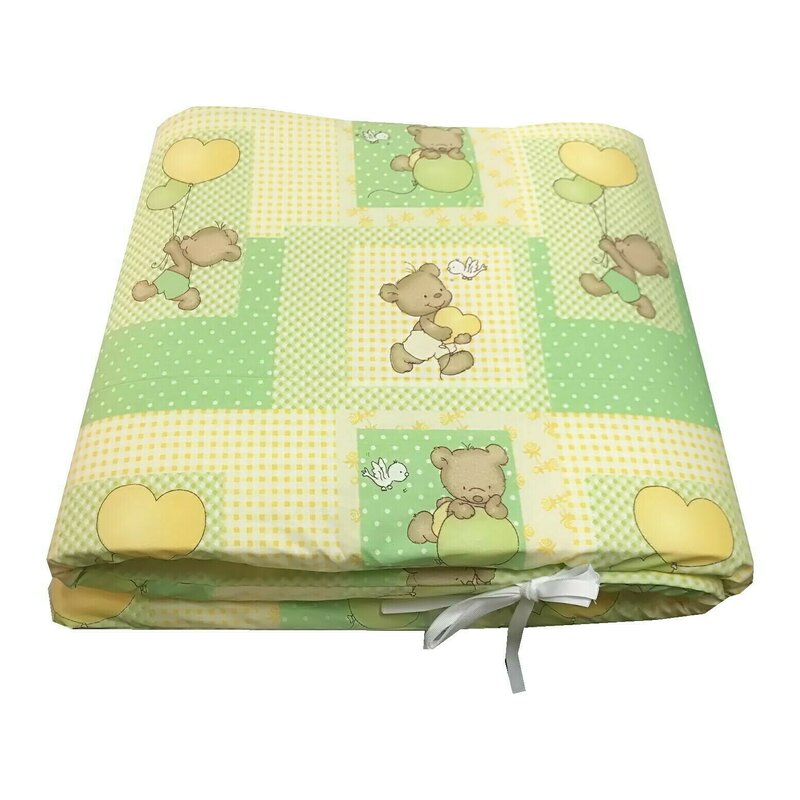 Deseda - set aparatori pat 140x70 cm inaltime 60 cm cu imprimeu - ursuleti pe verde