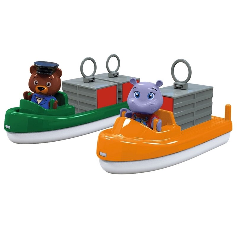 Aquaplay - set 2 barci cu 2 figurine, cu container