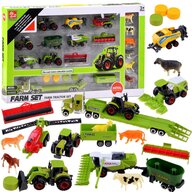 Set autoturisme agricole, Jokomisiada, Pentru micii fermieri, 22 piese, Metal si plastic, 3 ani+, Multicolor