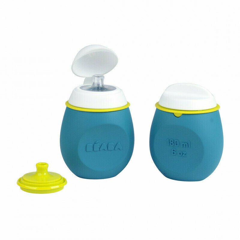 Beaba - set babysqueez 2 in 1 si recipient squeez - albastru