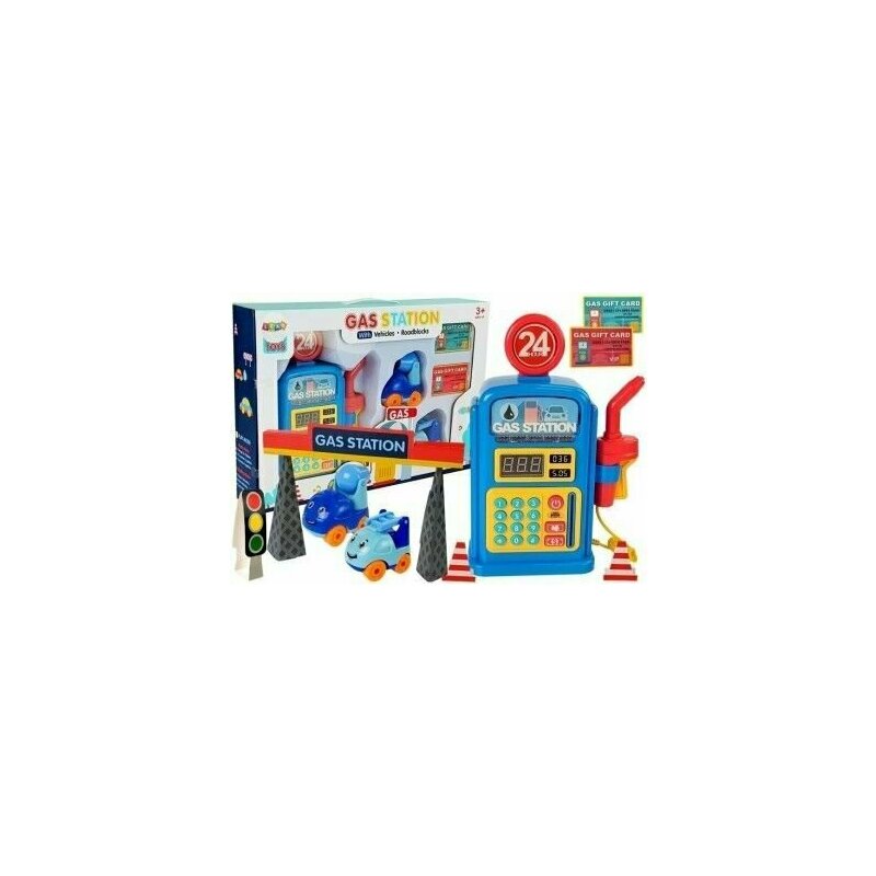 Leantoys - set benzinarie de jucarie cu lumini, sunete, masinute si accesorii pentru copii, , 7210