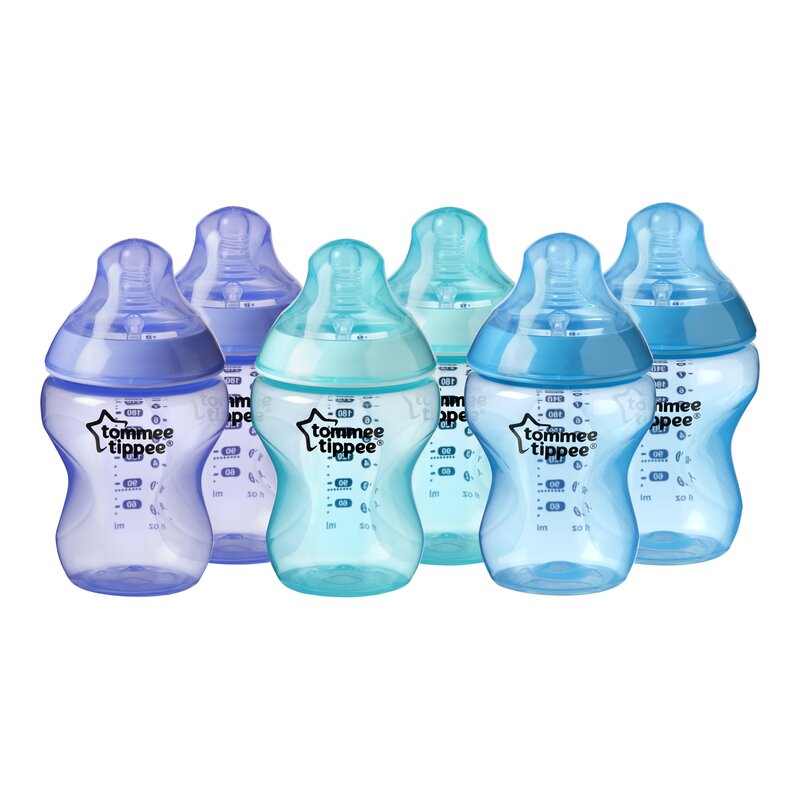 Tommee tippee - set biberoane onl baieti, 260 ml, 6 buc, 0 luni+, multicolor