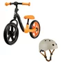 Bicicleta fara pedale, Lionelo, Alex, Usoara, Cu ghidon si sa reglabile, Greutate 3.3 Kg, Cu roti din spuma EVA, 12 inch, Portocaliu + Casca pentru copii, Reglabila 50-56 cm, Bej - 1