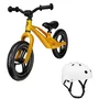 Bicicleta fara pedale, Lionelo, Bart, Usoara, Cu cadru din magneziu, Cu ghidon si sa reglabile, Greutate 3 Kg, 12 inch, Auriu + Casca pentru copii, Reglabila 50-56 cm, Alb - 1