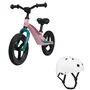 Bicicleta fara pedale, Lionelo, Bart Tour, Usoara, Cu cadru din magneziu, 3.3 Kg, 12 inch, Bubblegum + Casca pentru copii, Reglabila 50-56 cm, Alb - 1