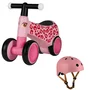 Bicicleta fara pedale, Lionelo, Sammy, Cu 4 roti, Din spuma EVA, Stabila, Manere moi, antiderapante, 12- 36 luni, Greutate maxima suportata 25 kg + Casca pentru copii, Reglabila 50-56 cm, Roz - 1