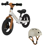 Bicicleta fara pedale, Lionelo, Toni, Cu ghidon si sa reglabile, Ultra usoara, 2.8 Kg, 18 luni+, Sustine 30 kg, Bej + Casca pentru copii, Reglabila 50-56 cm, Bej