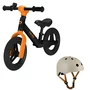 Bicicleta fara pedale, Lionelo, Toni, Cu ghidon si sa reglabile, Ultra usoara, 2.8 Kg, 18 luni+, Sustine 30 kg, Portocaliu + Casca pentru copii, Reglabila 50-56 cm, Bej - 1