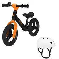 Bicicleta fara pedale, Lionelo, Toni, Cu ghidon si sa reglabile, Ultra usoara, 2.8 Kg, 18 luni+, Sustine 30 kg, Portocaliu + Casca pentru copii, Reglabila 50-56 cm, Alb