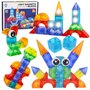 Set blocuri de constructie magnetic, Iluminate, 64 piese - 1