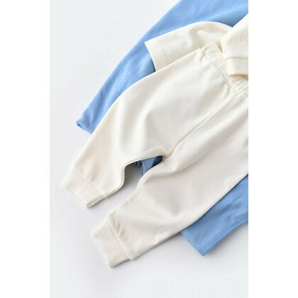Babycosy - Set bluzita cu maneca lunga si panataloni lungi - bumbac organic 100% - Ecru, Baby Cosy (Marime: 3-6 Luni)