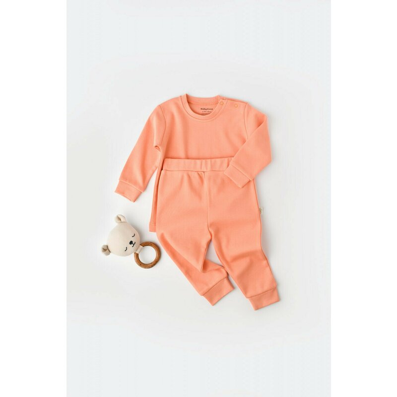 Babycosy - set bluzita cu maneca lunga si panataloni lungi - bumbac organic 100% - roz, baby cosy (marime: 3-6 luni)