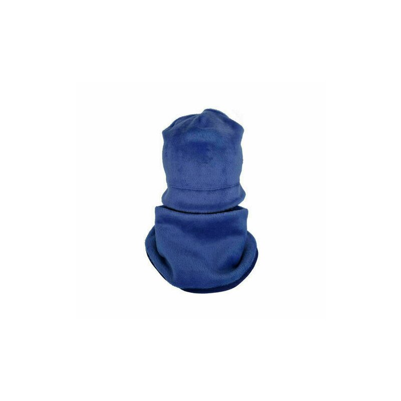 Kidsdecor - set caciula cu protectie gat fleece blue pentru copii 6-8 ani, din bumbac