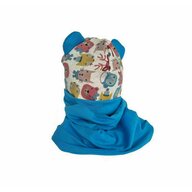 KidsDecor - Set caciula cu protectie gat nou nascut Blue Animals, din bumbac
