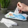 Set cadita bebe, Primabobo, Genua Premium, cu termometru, dop si suport anatomic, Bej + servetele umede Water Wipes, biodegradabile, fara alcool, plastic si parfum, 540 bucati, pe baza de apa - 12