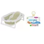 Set cadita bebe, Primabobo, Genua Premium, cu termometru, dop si suport anatomic, Bej + servetele umede Water Wipes, biodegradabile, fara alcool, plastic si parfum, 540 bucati, pe baza de apa - 1