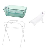 Set cadita de baie cu pliere ultra-compacta, Jane, Oasis, 68 x 42 x 26 cm, Suport pliabil si hamac baie Nemo, Conform cu EN 17072:2018, Botanic