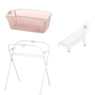 Set cadita de baie cu pliere ultra-compacta, Jane, Oasis, 68 x 42 x 26 cm, Suport pliabil si hamac baie Nemo, Conform cu EN 17072:2018, Pale