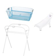 Set cadita de baie cu pliere ultra-compacta, Jane, Oasis, 68 x 42 x 26 cm, Suport pliabil si hamac baie Nemo, Conform cu EN 17072:2018, Tropical