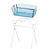 Set cadita de baie cu pliere ultra-compacta, Jane, Oasis, Cu doua manere, 68 x 42 x 26 cm plus suport pliabil, Conform cu EN 17072:2018, Blue