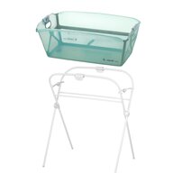 Set cadita de baie cu pliere ultra-compacta, Jane, Oasis, Cu doua manere, 68 x 42 x 26 cm plus suport pliabil, Conform cu EN 17072:2018, Botanic