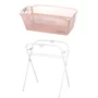 Set cadita de baie cu pliere ultra-compacta, Jane, Oasis, Cu doua manere, 68 x 42 x 26 cm plus suport pliabil, Conform cu EN 17072:2018, Pale