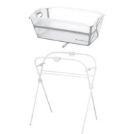 Set cadita de baie cu pliere ultra-compacta, Jane, Oasis, Cu doua manere, 68 x 42 x 26 cm plus suport pliabil, Conform cu EN 17072:2018, White