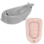 Set Cadita inteligenta, Skip Hop, Pentru 3 etape de crestere, Gri si cosulet bebelus, Qmini,  55 x 75 cm, Husa 100% muselina dubla, Pink