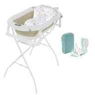 Set cadita pliabila, Primabobo, Genua Premium, cu termometru, dop si suport anatomic, Bej+ suport pliabil + set ingrijire Philips Avent, 9 accesorii, 0 luni+