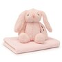 Set cadou iepuras roz cu prosop, Baby Mix, In cutie de carton, Pink - 1