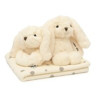 Set cadou iepuras, zornaitoare si paturica, Baby Mix, In cutie de carton, Bunny White