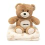 Set cadou ursulet brun cu paturica, Baby Mix, In cosulet din material textil, Brown - 3