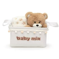 Set cadou ursulet brun cu paturica, Baby Mix, In cosulet din material textil, Brown