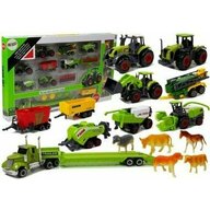 Leantoys - Set camion cu vehicule agricole, tractoare, remorci si animalute, 6869