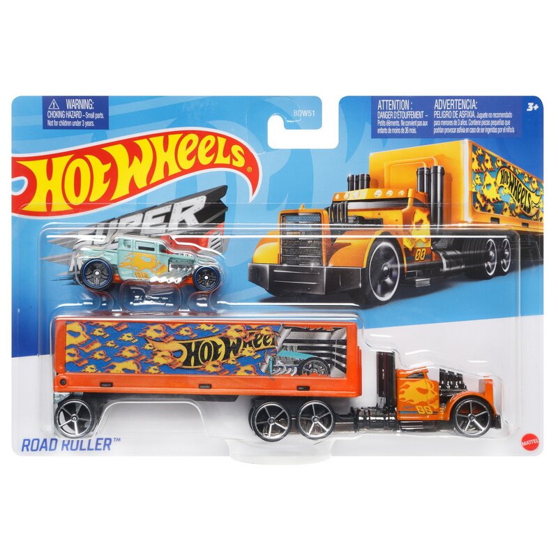 Mattel - set camion si masina sport hot wheels road roller