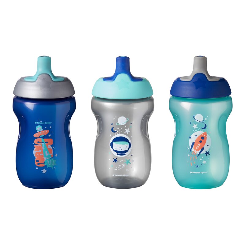 Tommee tippee - set cani onl baieti, 300 ml x 3 buc, 12 luni+, albastru
