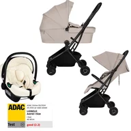 Set Carucior 3 in 1, Lionelo, Sia Flex, Include landou pliabil pe cadru, 0-48 luni, Sustine 22 kg, Cu scoica auto testata ADAC, Beige Sand/Beige Cream