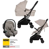 Set Carucior 3 in 1, Lionelo, Sia Flex, Include landou pliabil pe cadru, 0-48 luni, Sustine 22 kg, Cu scoica auto testata ADAC, Beige Sand/Beige Taupe