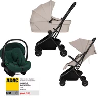 Set Carucior 3 in 1, Lionelo, Sia Flex, Include landou pliabil pe cadru, 0-48 luni, Sustine 22 kg, Cu scoica auto testata ADAC, Beige Sand/Green