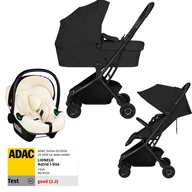 Set Carucior 3 in 1, Lionelo, Sia Flex, Include landou pliabil pe cadru, 0-48 luni, Sustine 22 kg, Cu scoica auto testata ADAC, Black Onyx/Beige Cream