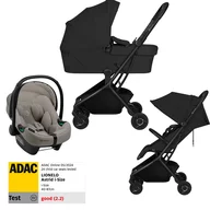 Set Carucior 3 in 1, Lionelo, Sia Flex, Include landou pliabil pe cadru, 0-48 luni, Sustine 22 kg, Cu scoica auto testata ADAC, Black Onyx/Beige taupe