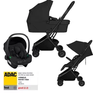 Set Carucior 3 in 1, Lionelo, Sia Flex, Include landou pliabil pe cadru, 0-48 luni, Sustine 22 kg, Cu scoica auto testata ADAC, Black Onyx/Black Onyx